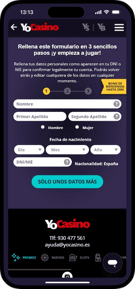 Registro en YoCasino